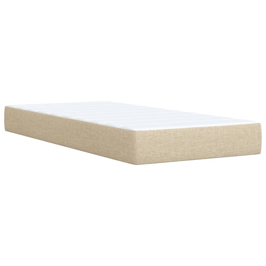 Krevet s oprugama i madracem krem 100 x 200 cm od tkanine