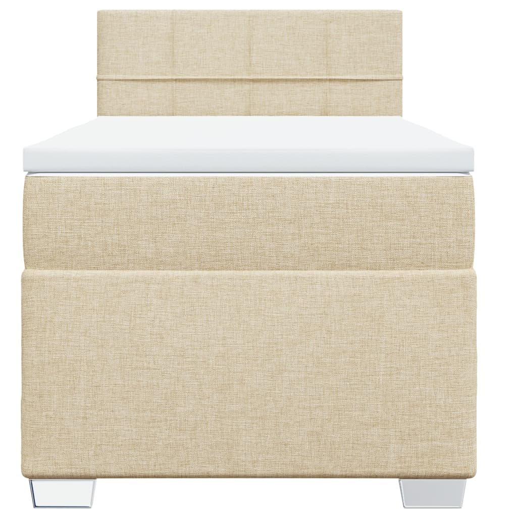 Krevet s oprugama i madracem krem 100 x 200 cm od tkanine