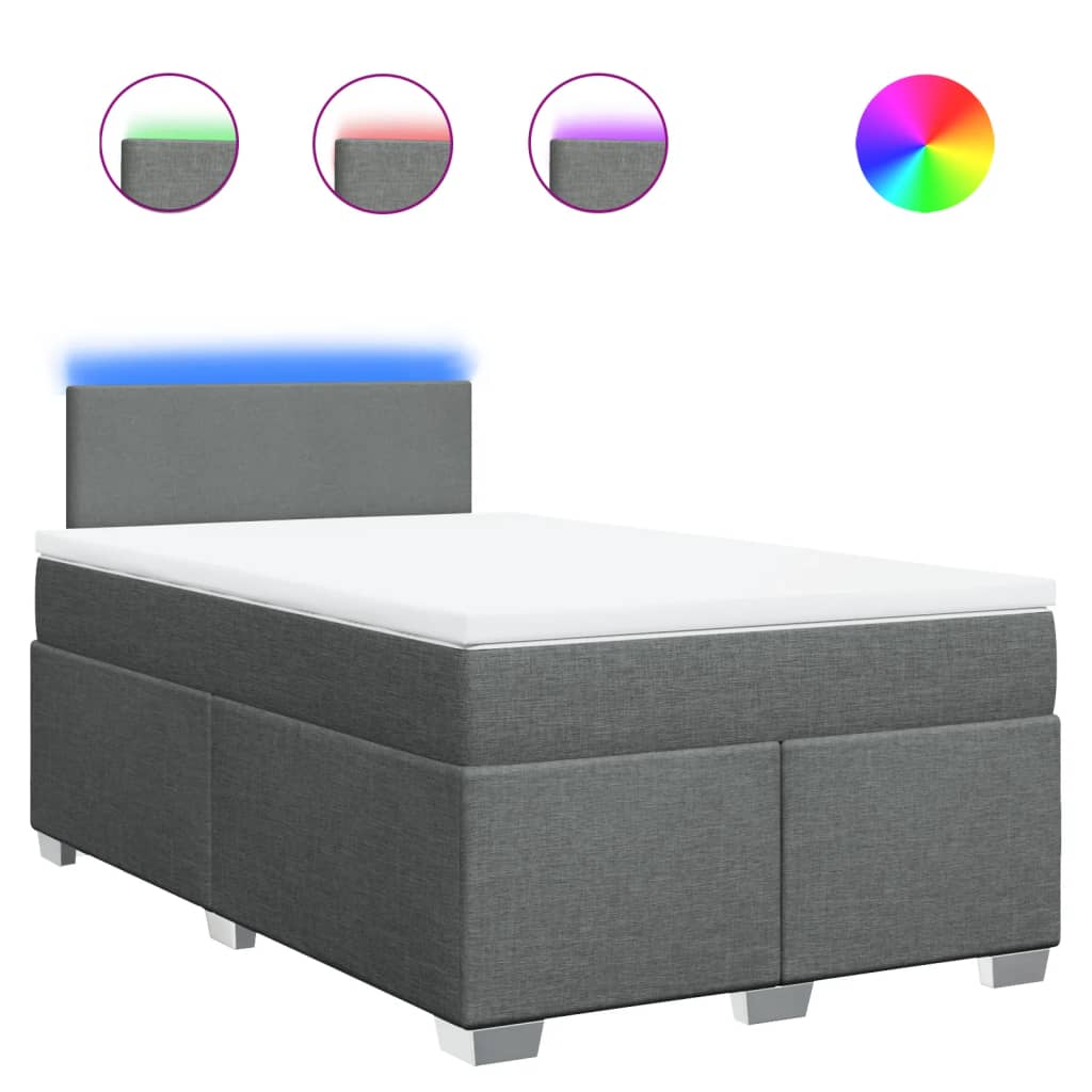 Krevet box spring s madracem tamnosivi 120 x 190 cm tkanina