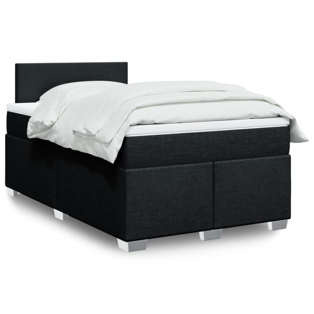 Krevet box spring s madracem crni 120 x 190 cm od tkanine