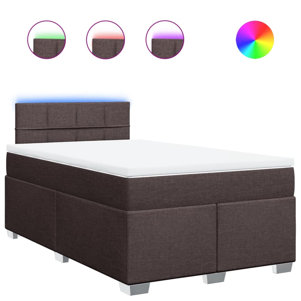Krevet box spring s madracem tamnosmeđi 120 x 190 cm od tkanine