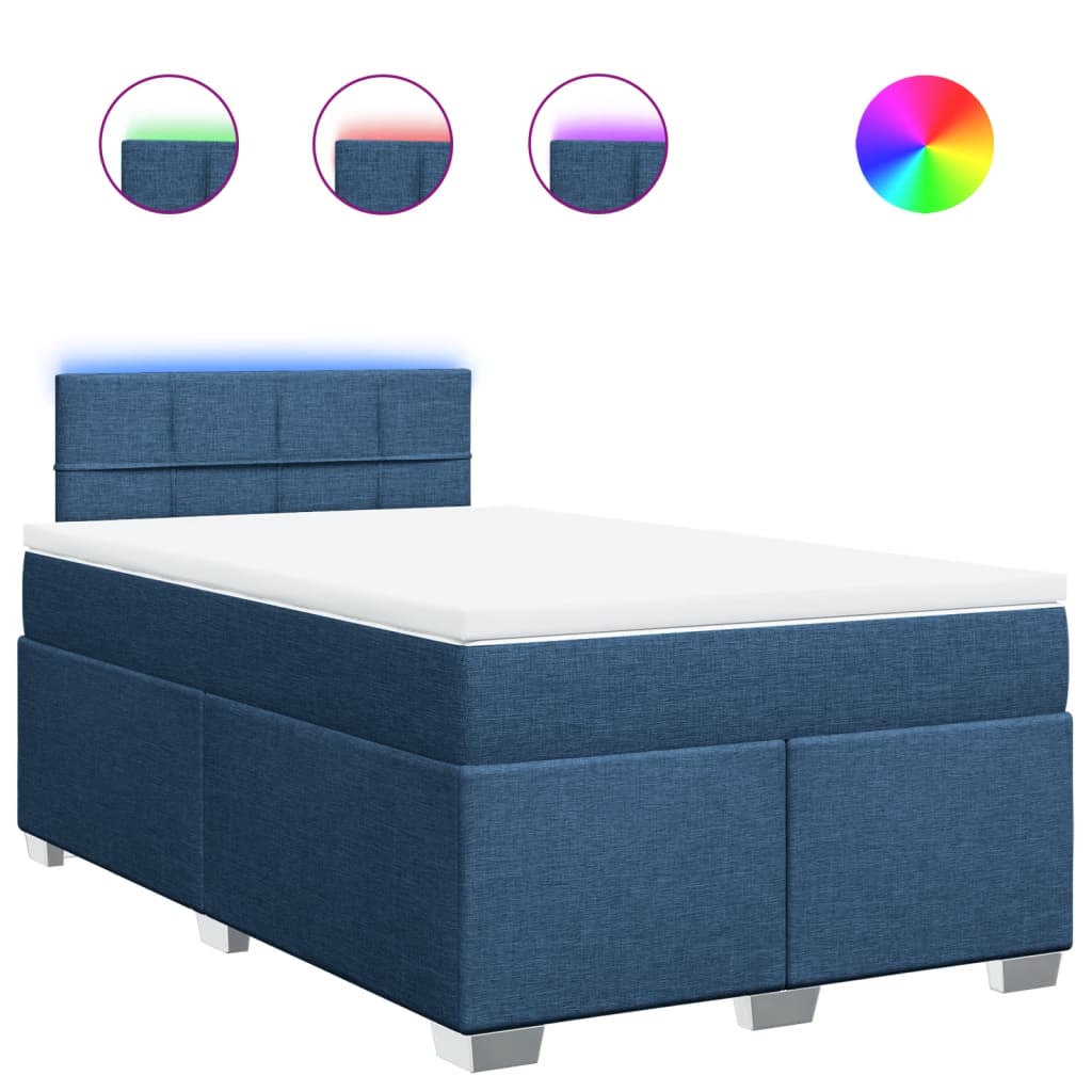 Krevet s oprugama i madracem plavi 120 x 190 cm od tkanine