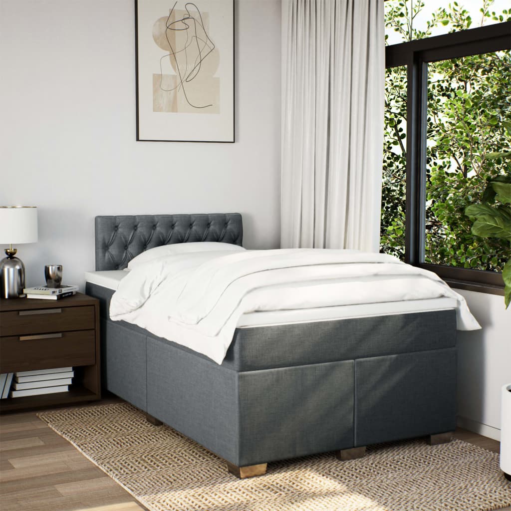 Krevet box spring s madracem tamnosivi 120 x 190 cm tkanina