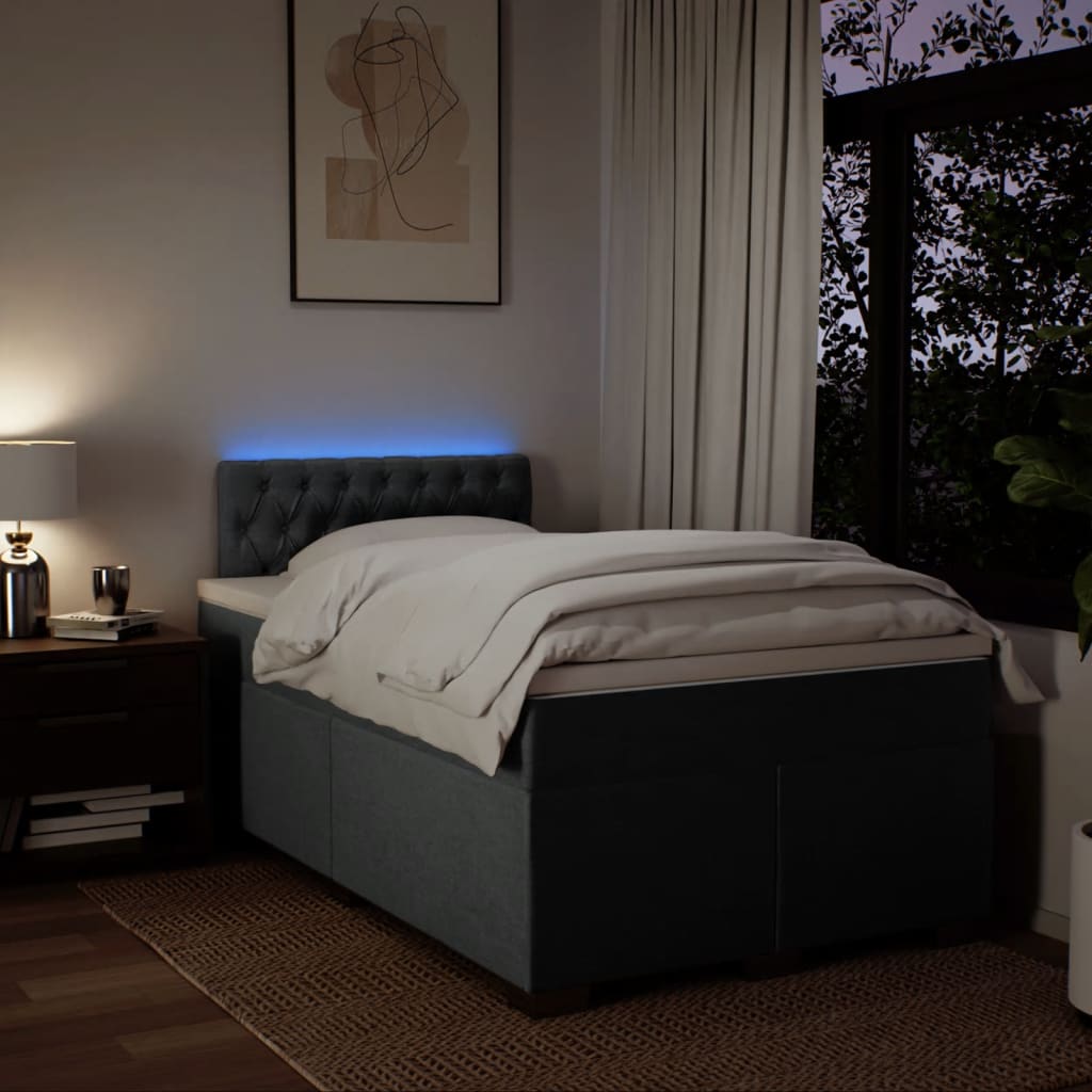 Krevet box spring s madracem tamnosivi 120 x 190 cm tkanina