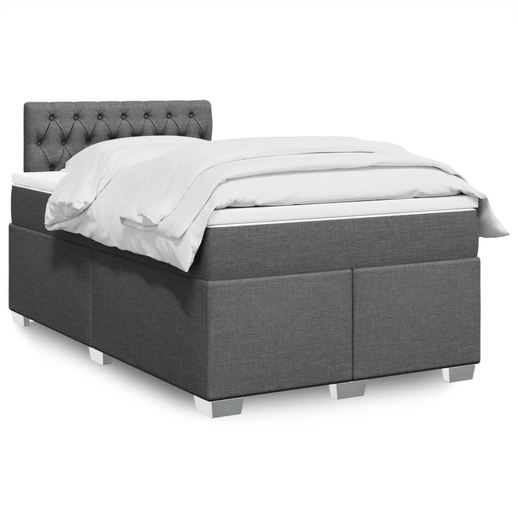 Krevet box spring s madracem tamnosivi 120 x 190 cm tkanina
