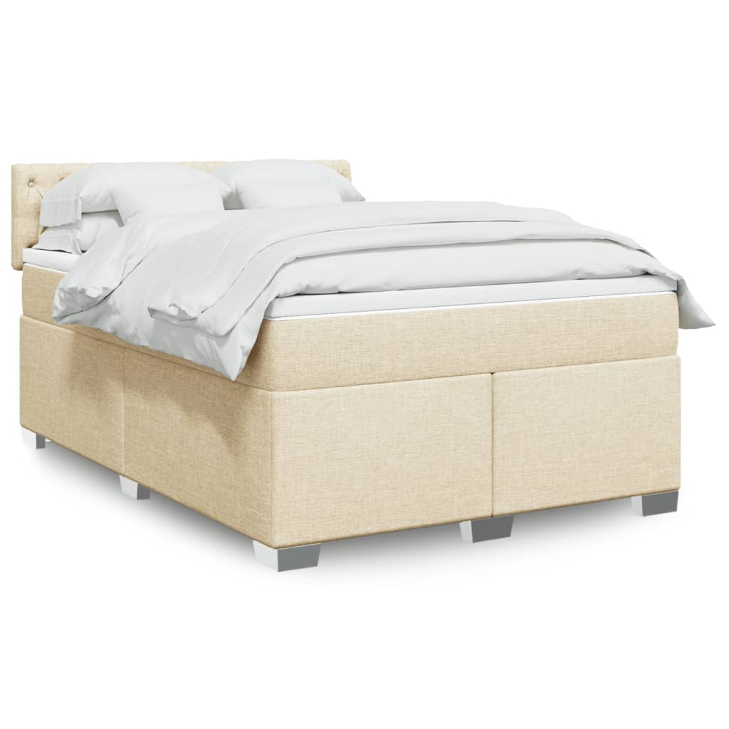 Krevet s oprugama i madracem krem 140 x 190 cm od tkanine