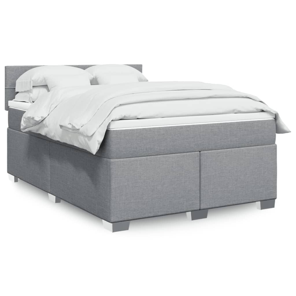 Krevet box spring s madracem svjetlosivi 140x200 cm od tkanine