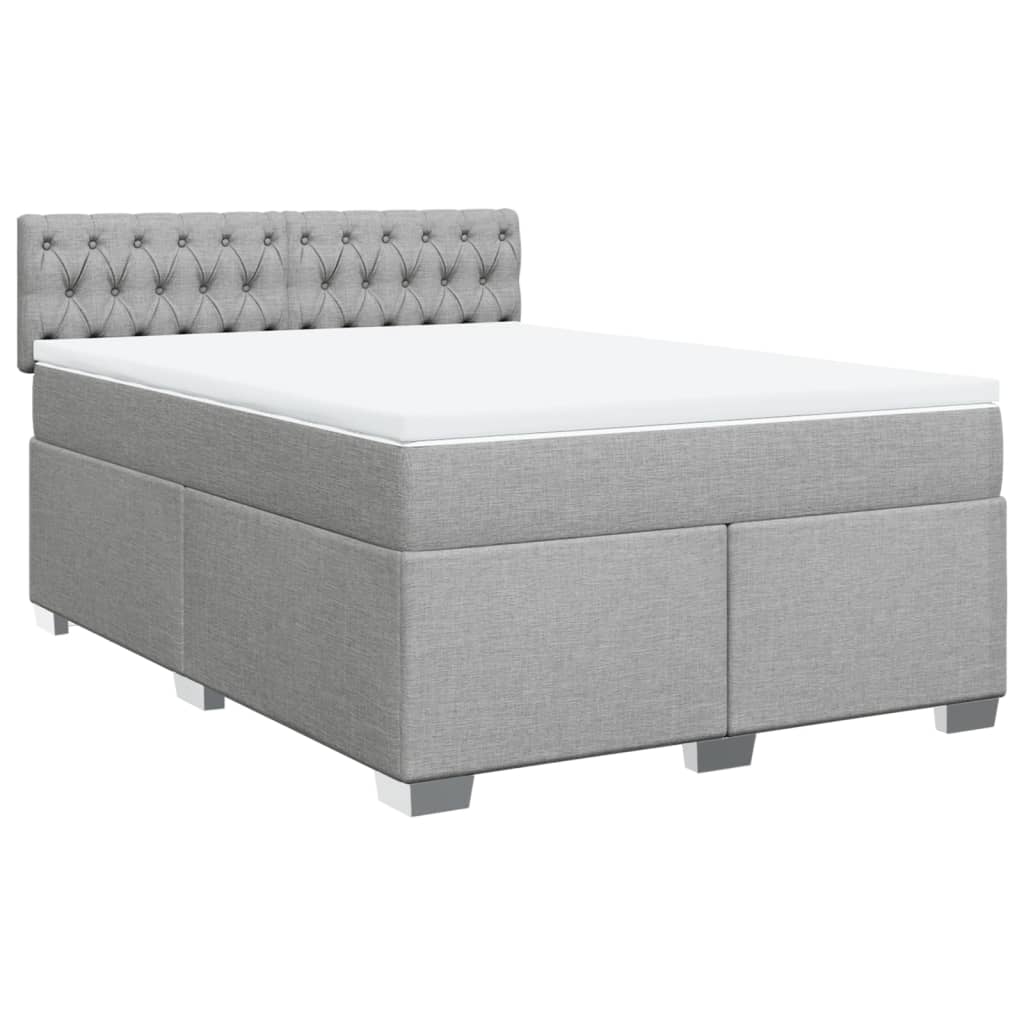 Krevet box spring s madracem svjetlosivi 140x200 cm od tkanine