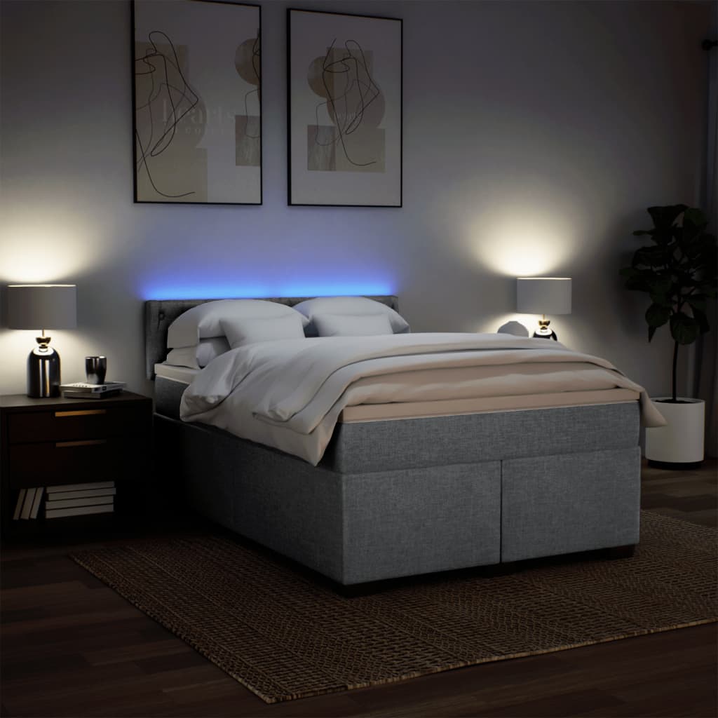Krevet box spring s madracem svjetlosivi 140x200 cm od tkanine