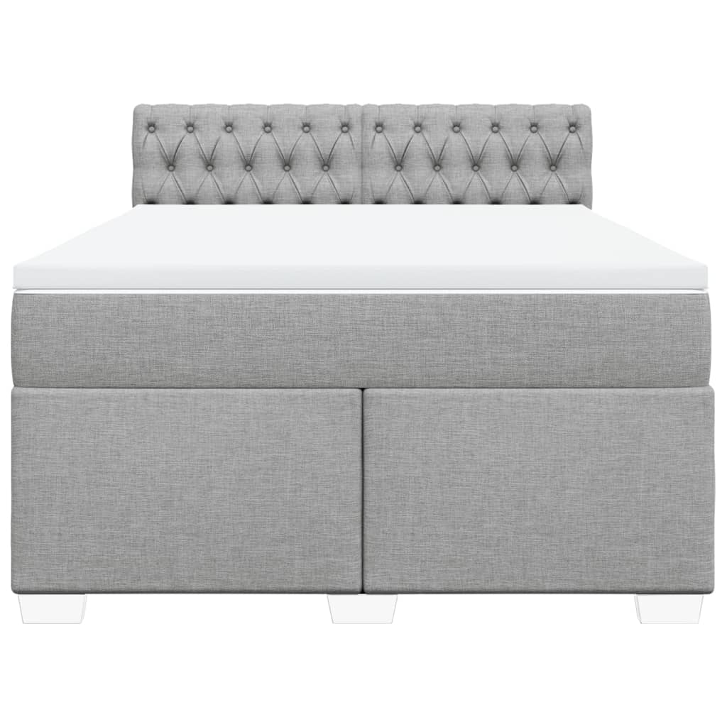 Krevet box spring s madracem svjetlosivi 140x200 cm od tkanine