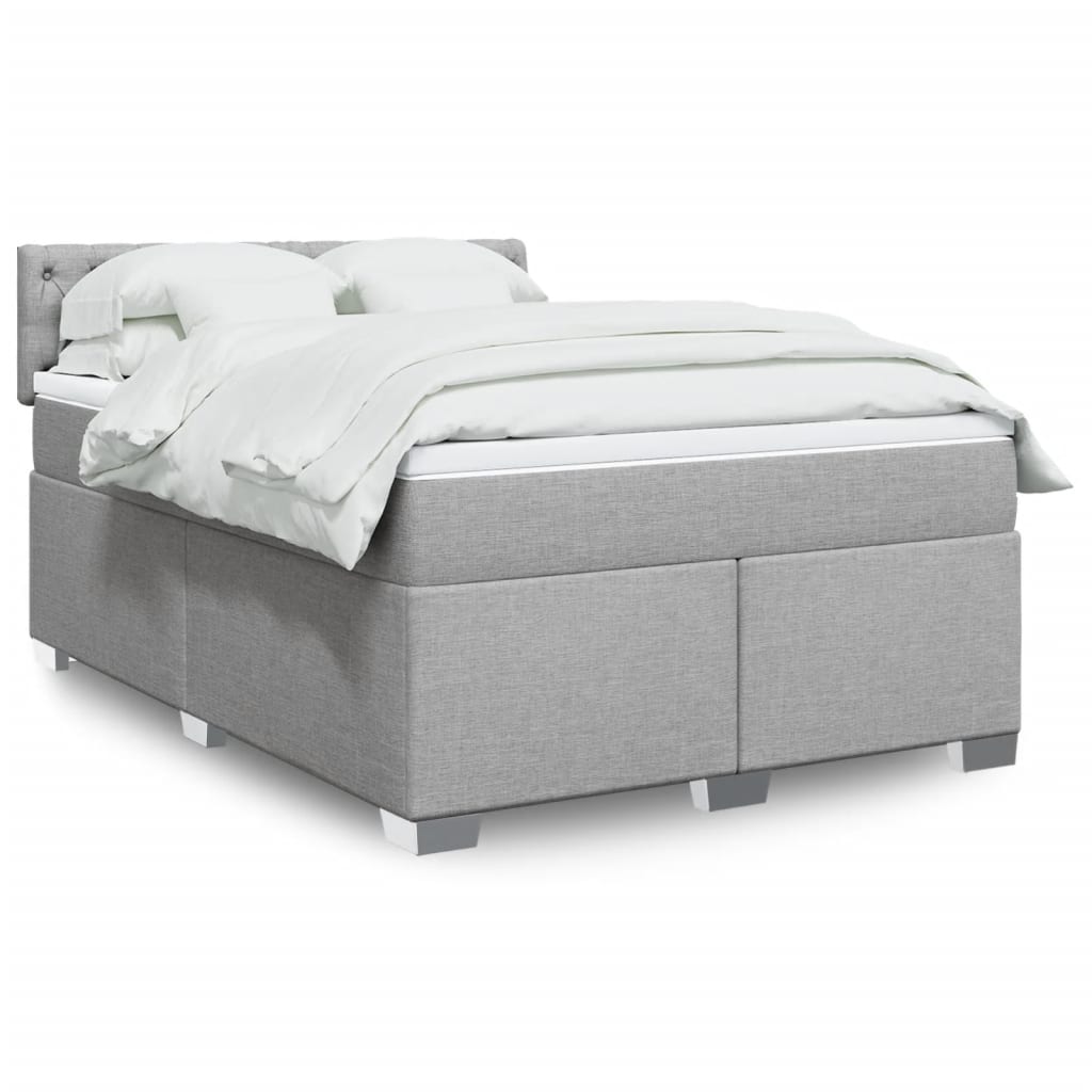 Krevet box spring s madracem svjetlosivi 140x200 cm od tkanine