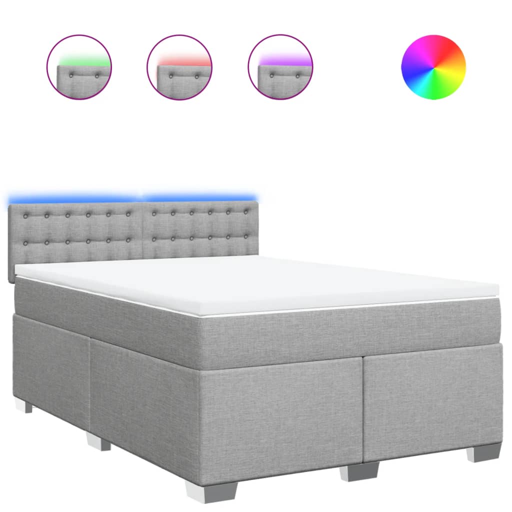 Krevet box spring s madracem svjetlosivi 140x200 cm od tkanine