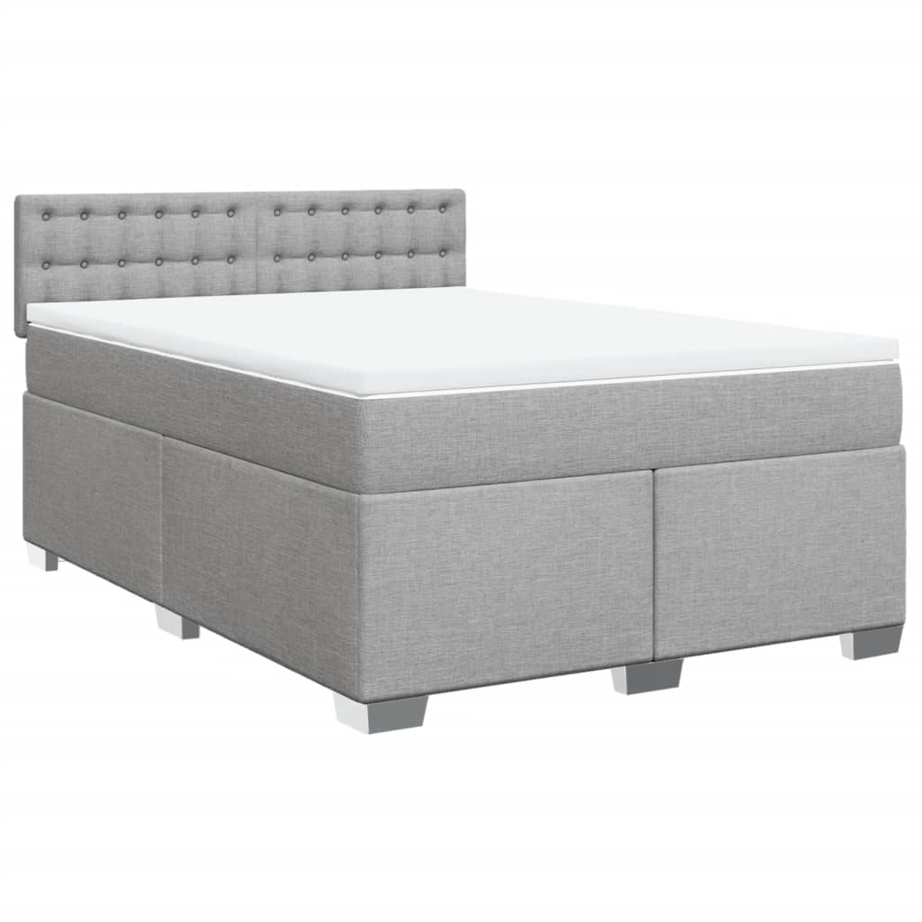 Krevet box spring s madracem svjetlosivi 140x200 cm od tkanine