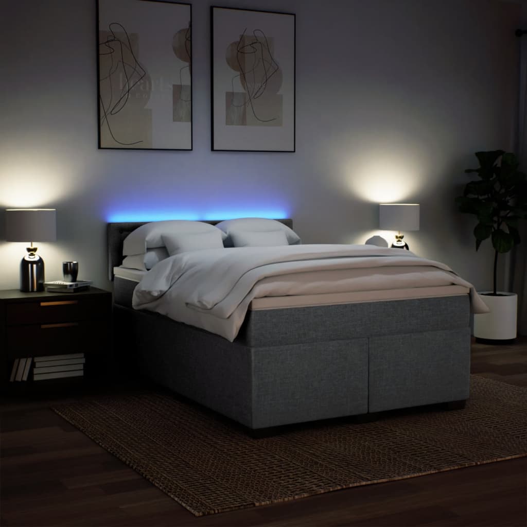 Krevet box spring s madracem svjetlosivi 140x200 cm od tkanine