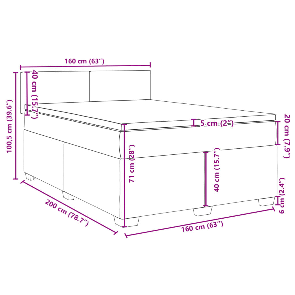 Krevet s oprugama i madracem krem 160x200 cm od tkanine