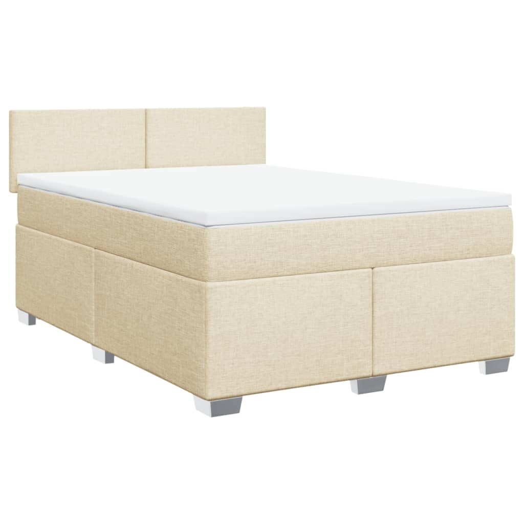 Krevet s oprugama i madracem krem 160x200 cm od tkanine