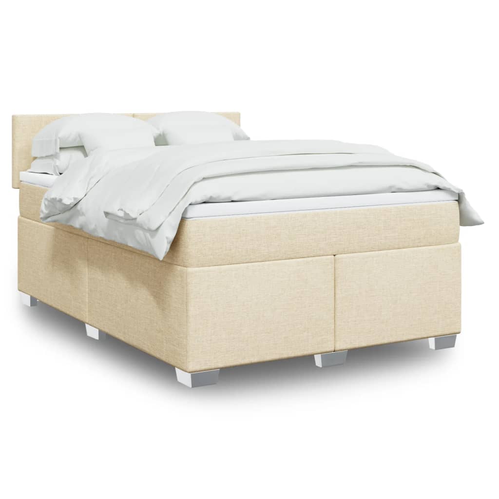 Krevet s oprugama i madracem krem 160x200 cm od tkanine
