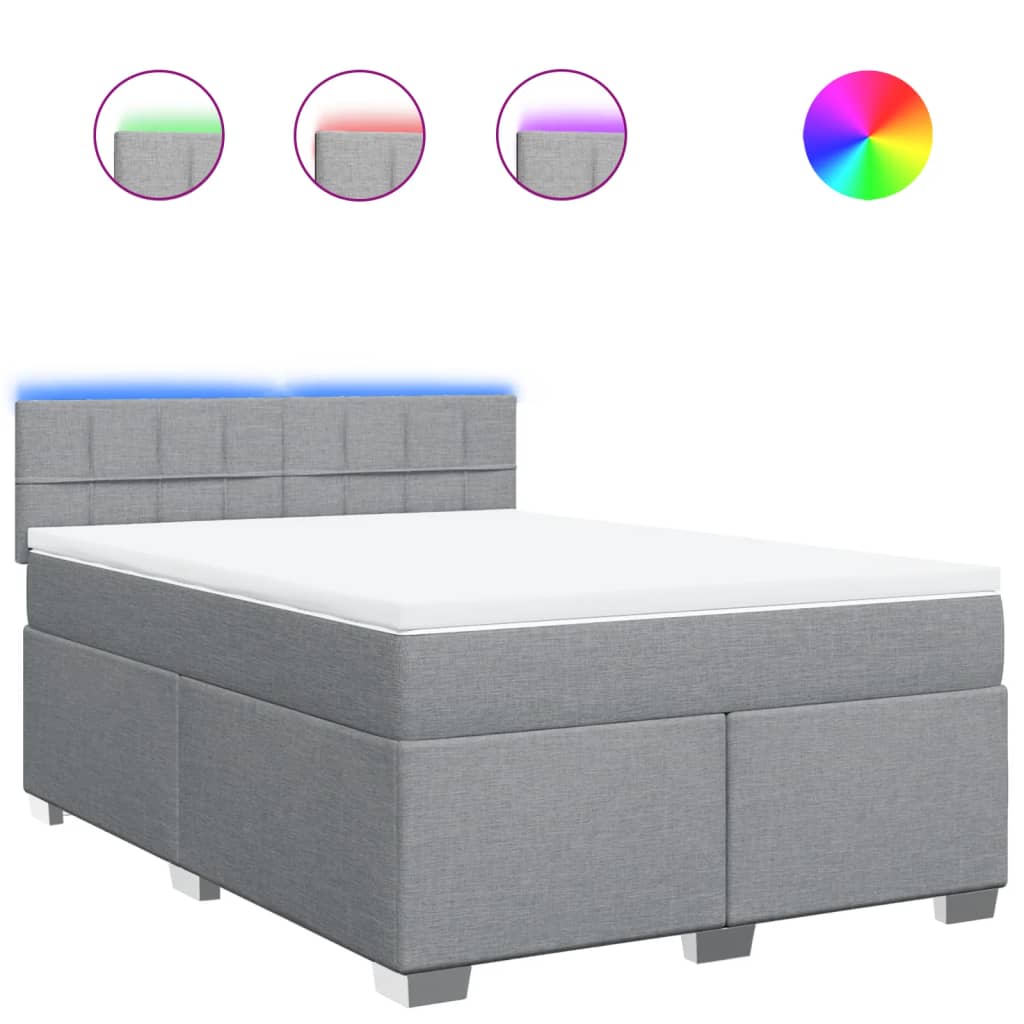 Krevet box spring s madracem svjetlosiva 160x200 cm tkanina