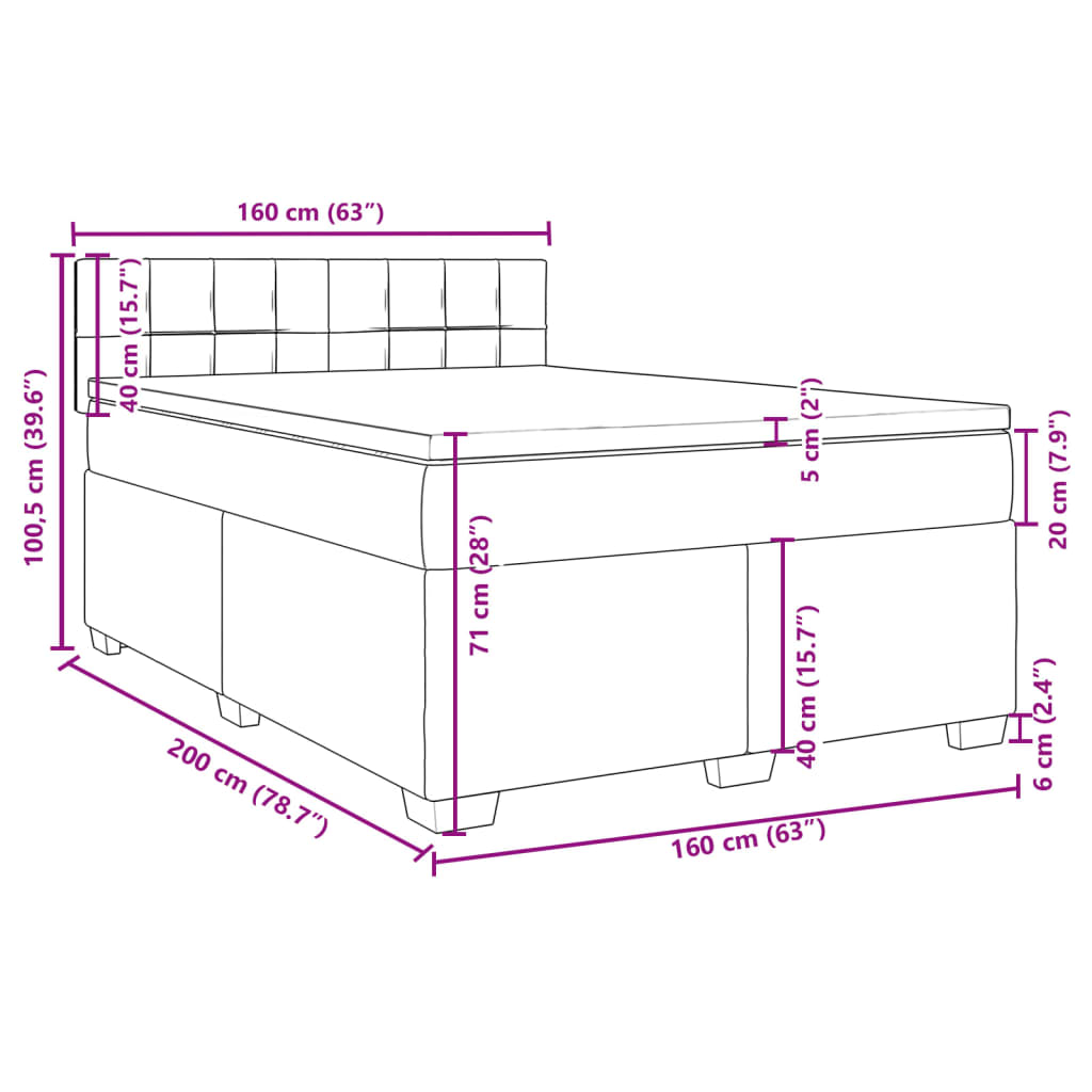Krevet box spring s madracem svjetlosiva 160x200 cm tkanina