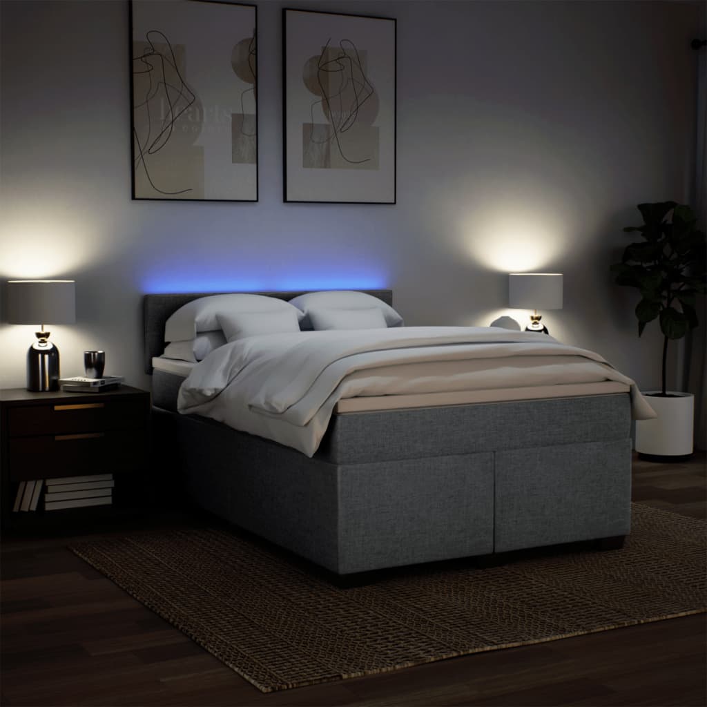 Krevet box spring s madracem svjetlosiva 160x200 cm tkanina