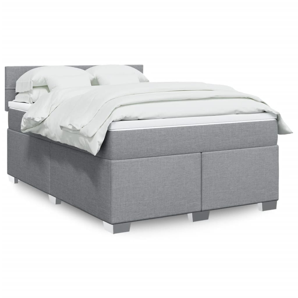 Krevet box spring s madracem svjetlosiva 160x200 cm tkanina