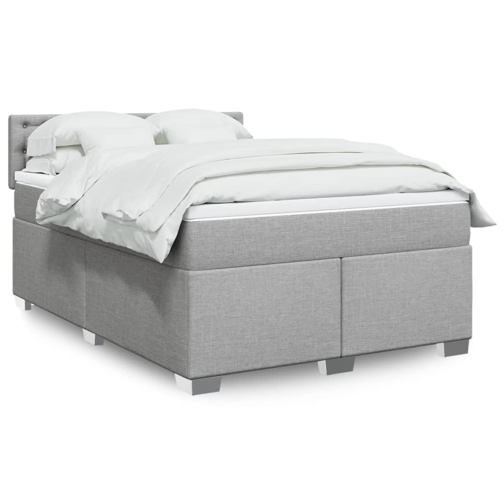 Krevet box spring s madracem svjetlosiva 160x200 cm tkanina