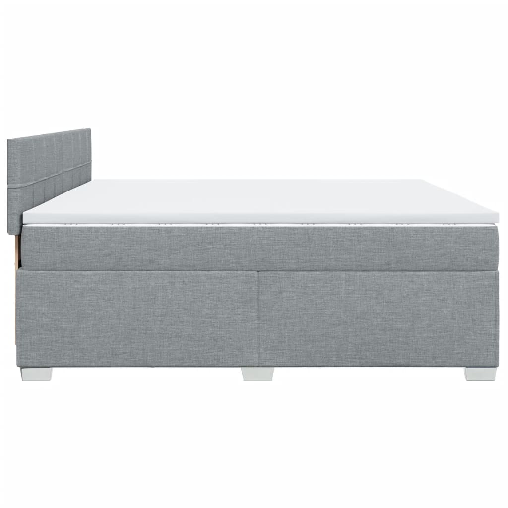 Krevet s oprugama i madracem svjetlosivi 200 x 200cm od tkanine