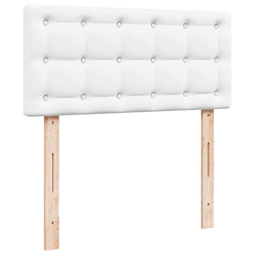 Krevet s oprugama i madracem bijeli 90 x 200 cm od umjetne kože