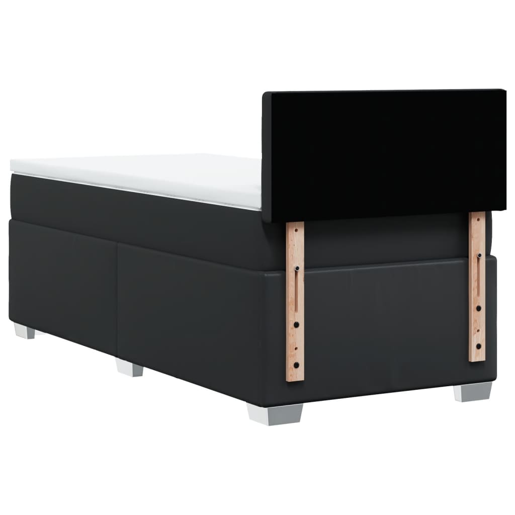 Krevet s oprugama i madracem crni 100x200 cm od umjetne kože