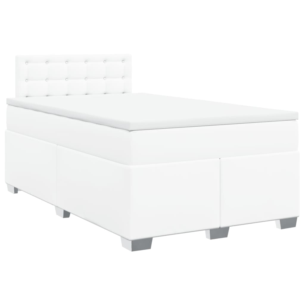 Krevet box spring s madracem bijeli 120x190 cm od umjetne kože