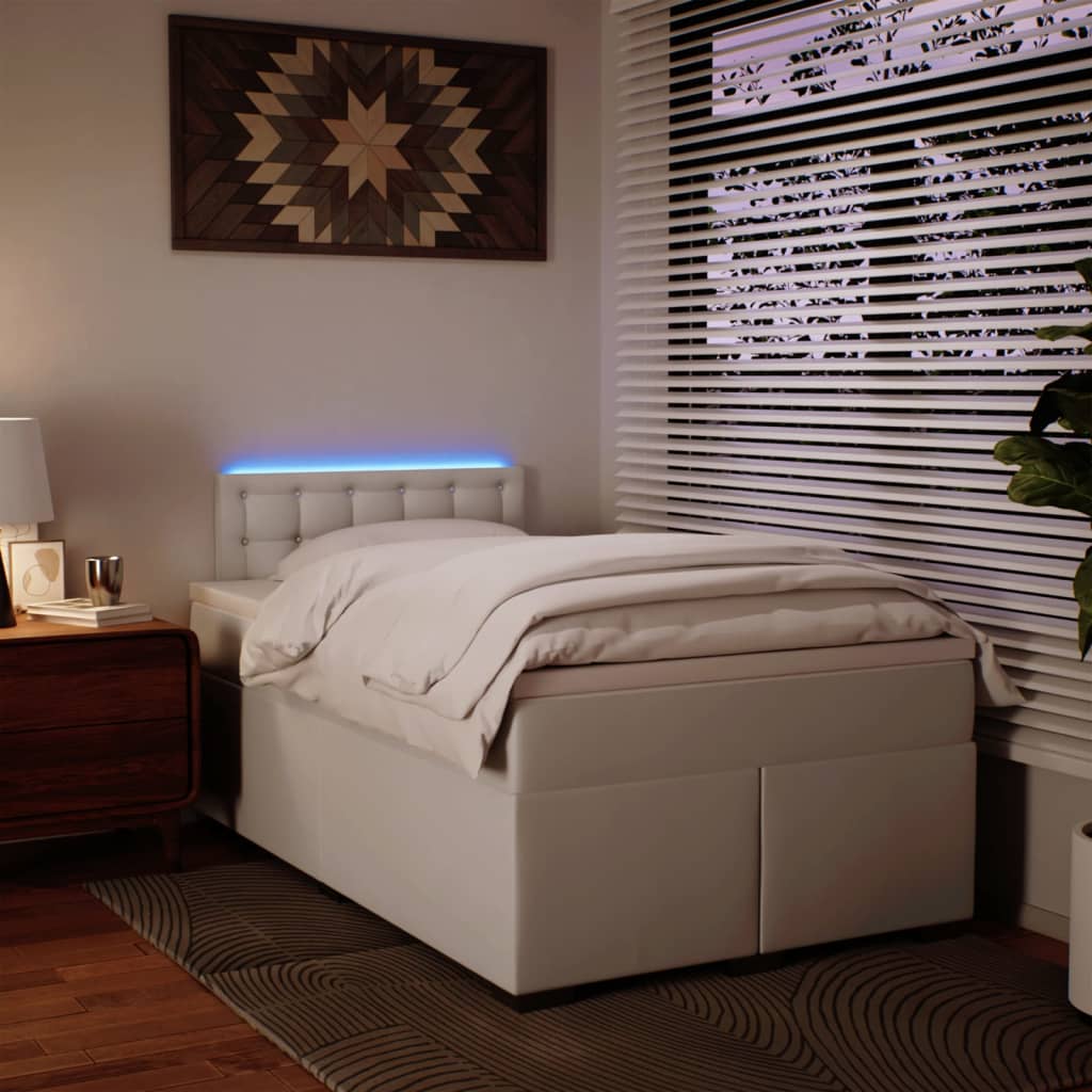 Krevet box spring s madracem bijeli 120x190 cm od umjetne kože