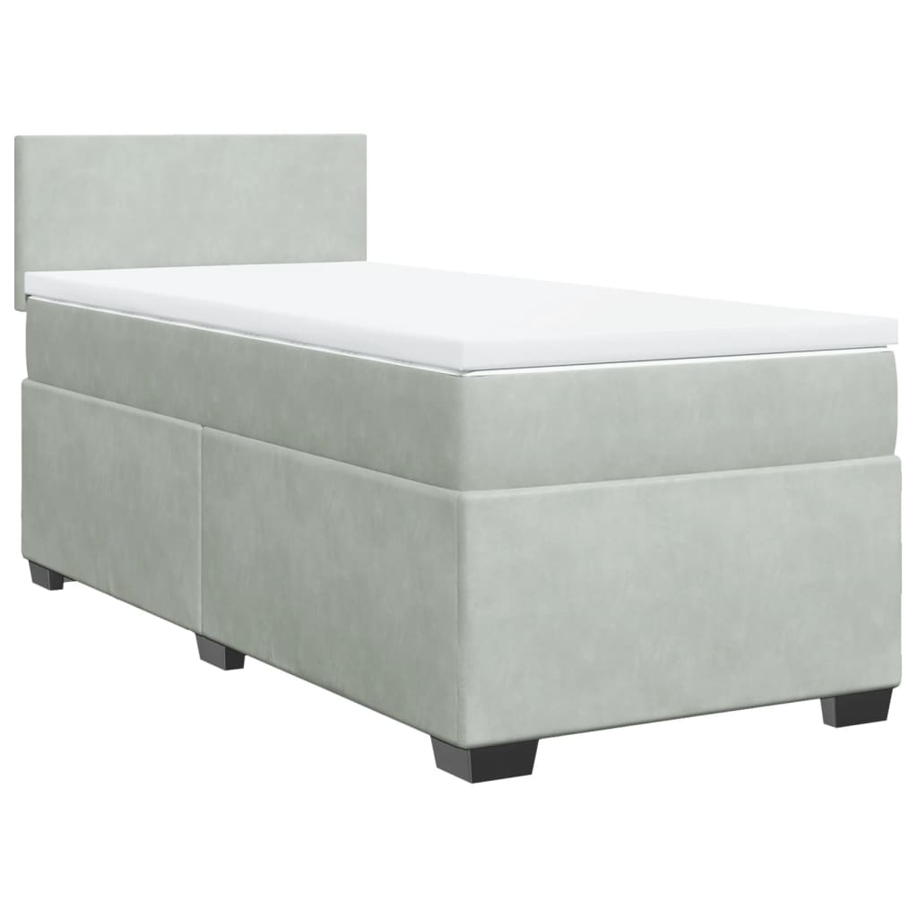 Box spring krevet s madracem svjetlosivi 80 x 200 cm baršunasti