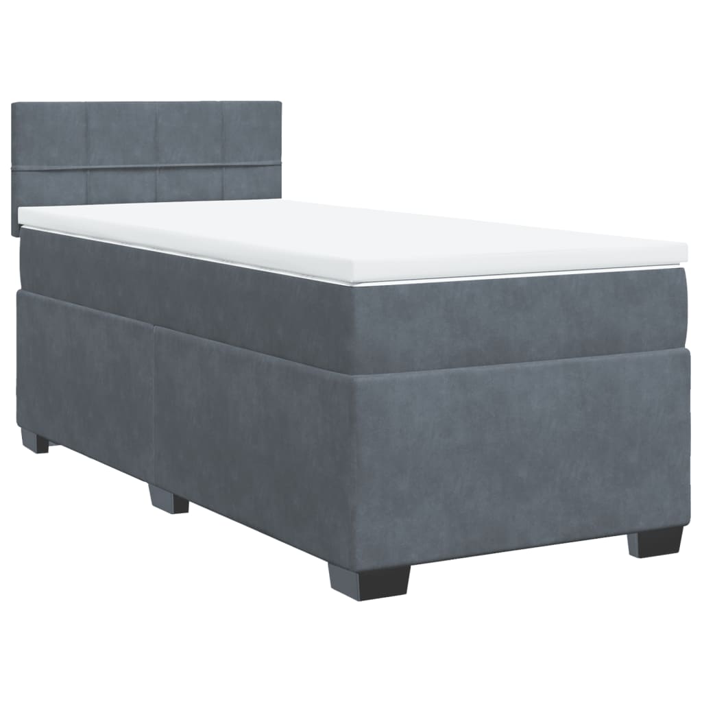 Box spring krevet s madracem tamnosivi 80 x 200 cm baršunasti