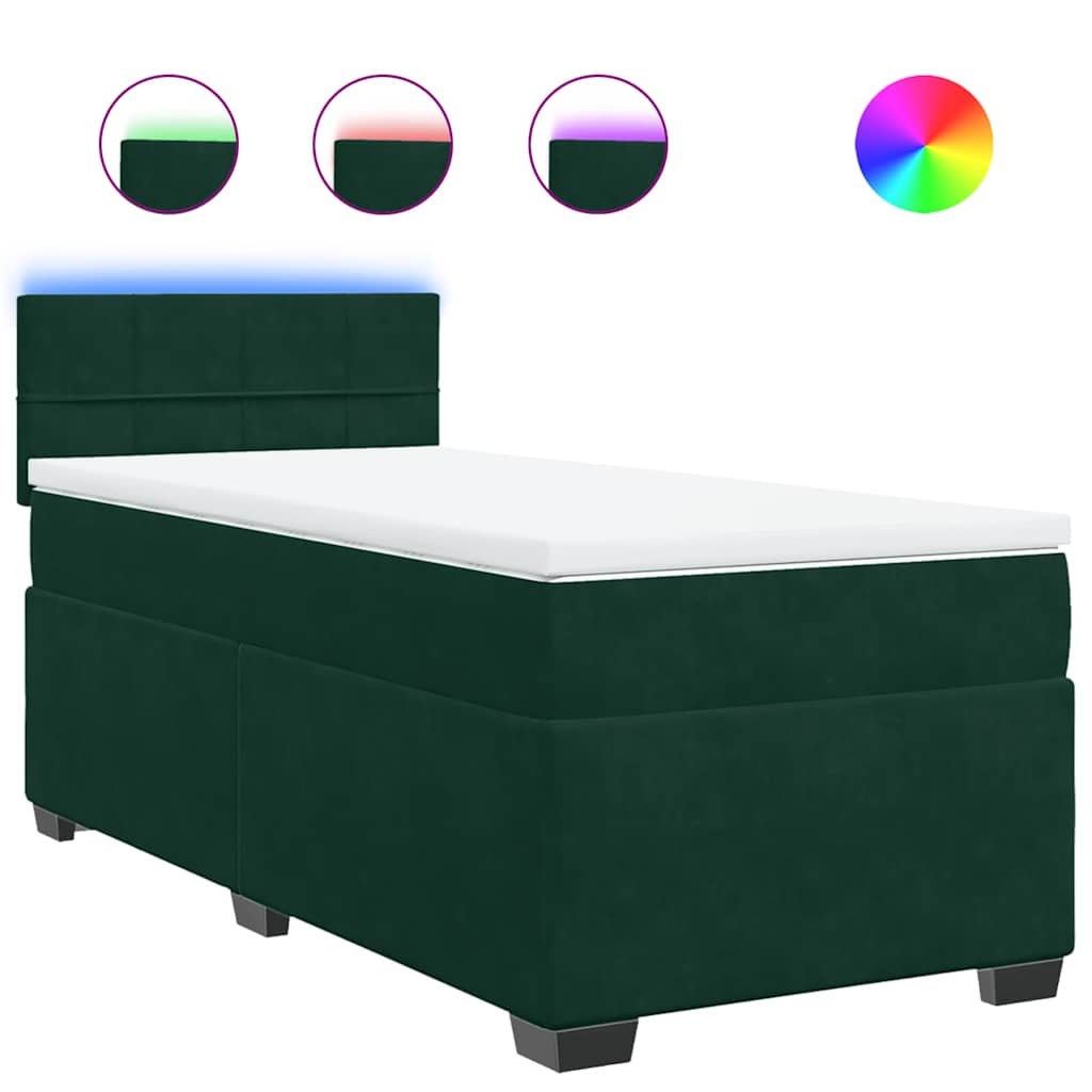 Box spring krevet s madracem tamnozeleni 80 x 200 cm baršunasti