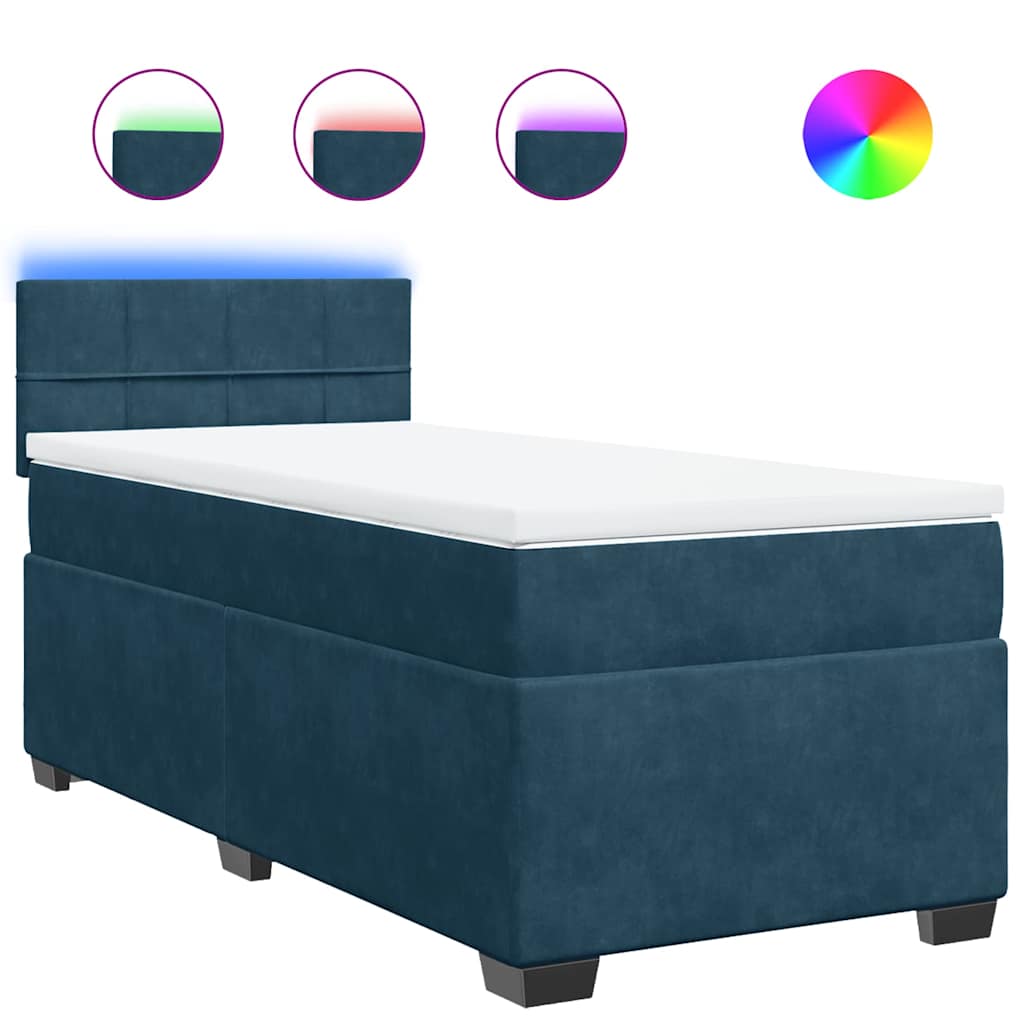 Box spring krevet s madracem plavi 80 x 200 cm baršunasti