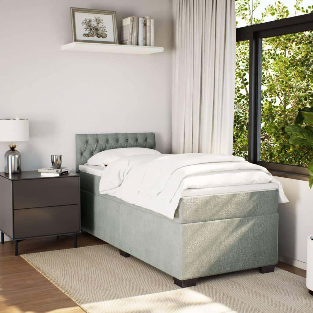 Box spring krevet s madracem svjetlosivi 80 x 200 cm baršunasti