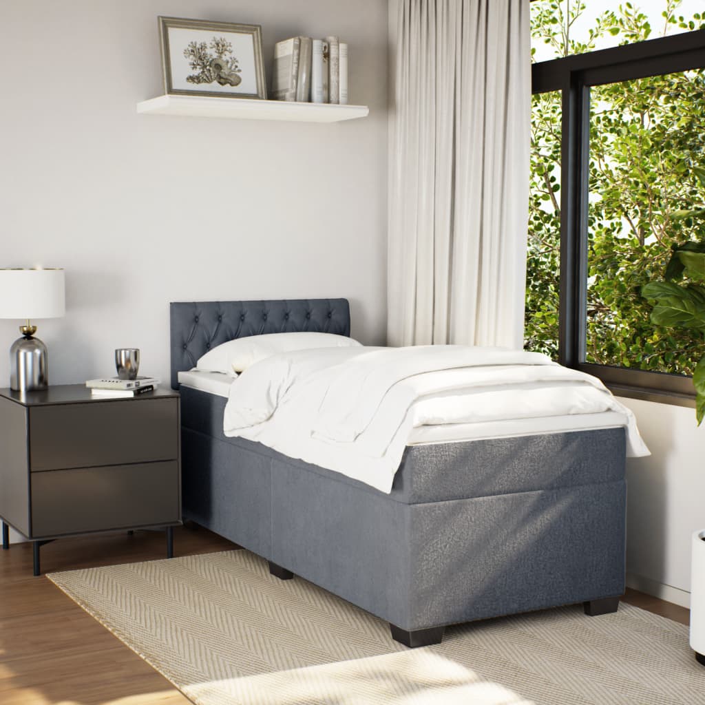 Box spring krevet s madracem tamnosivi 80 x 200 cm baršunasti