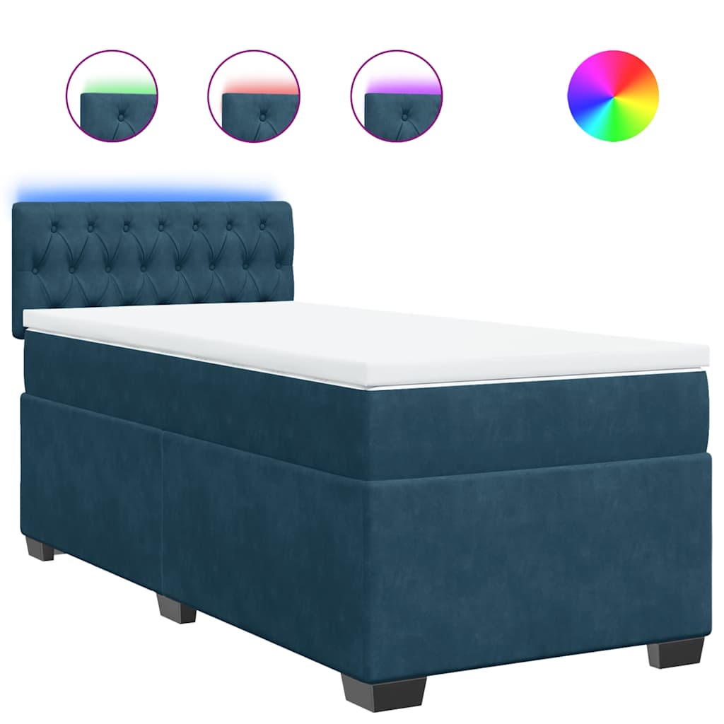 Box spring krevet s madracem plavi 80 x 200 cm baršunasti