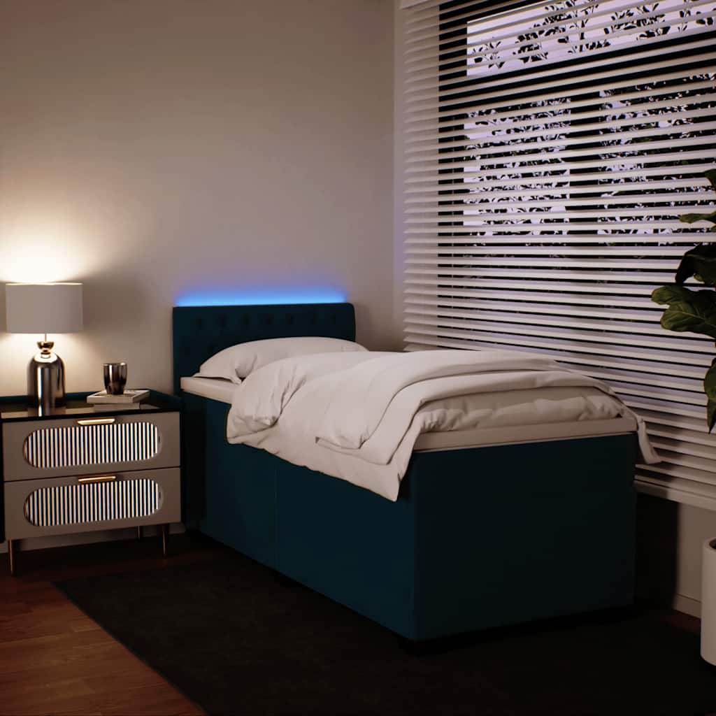 Box spring krevet s madracem plavi 80 x 200 cm baršunasti