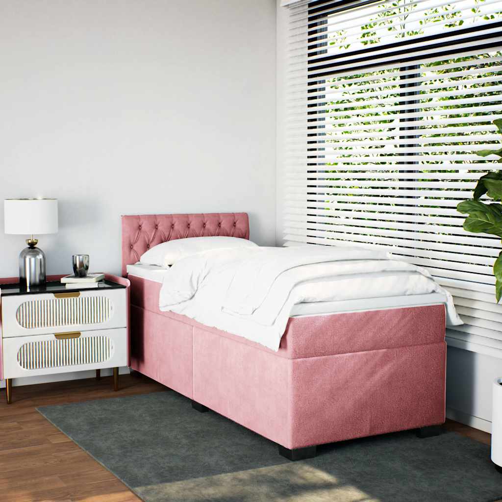 Box spring krevet s madracem ružičasti 80 x 200 cm baršunasti