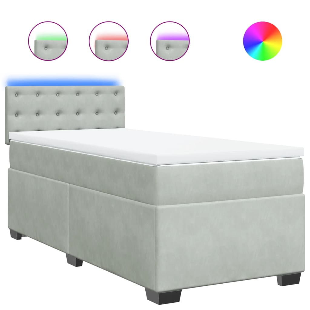 Box spring krevet s madracem svjetlosivi 80 x 200 cm baršunasti