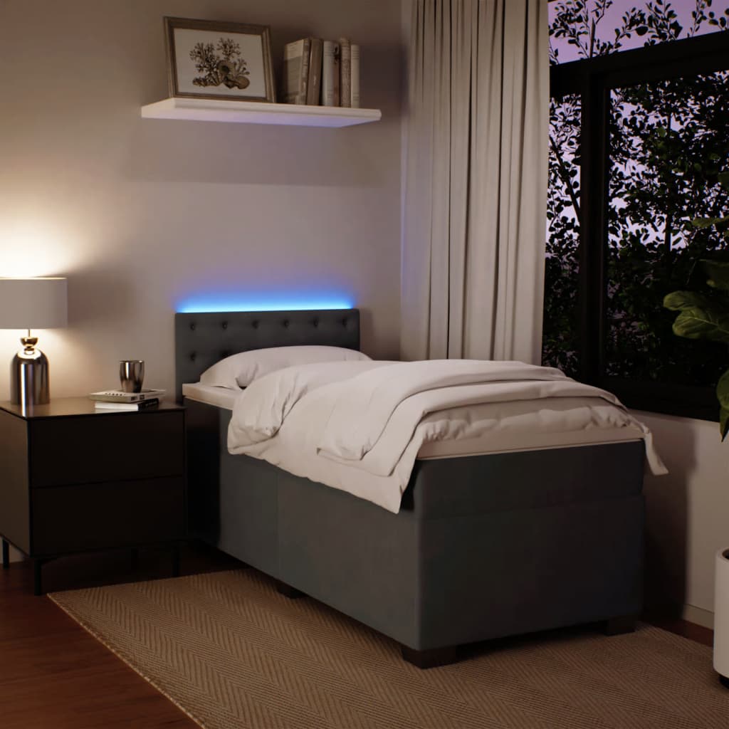 Box spring krevet s madracem tamnosivi 80 x 200 cm baršunasti