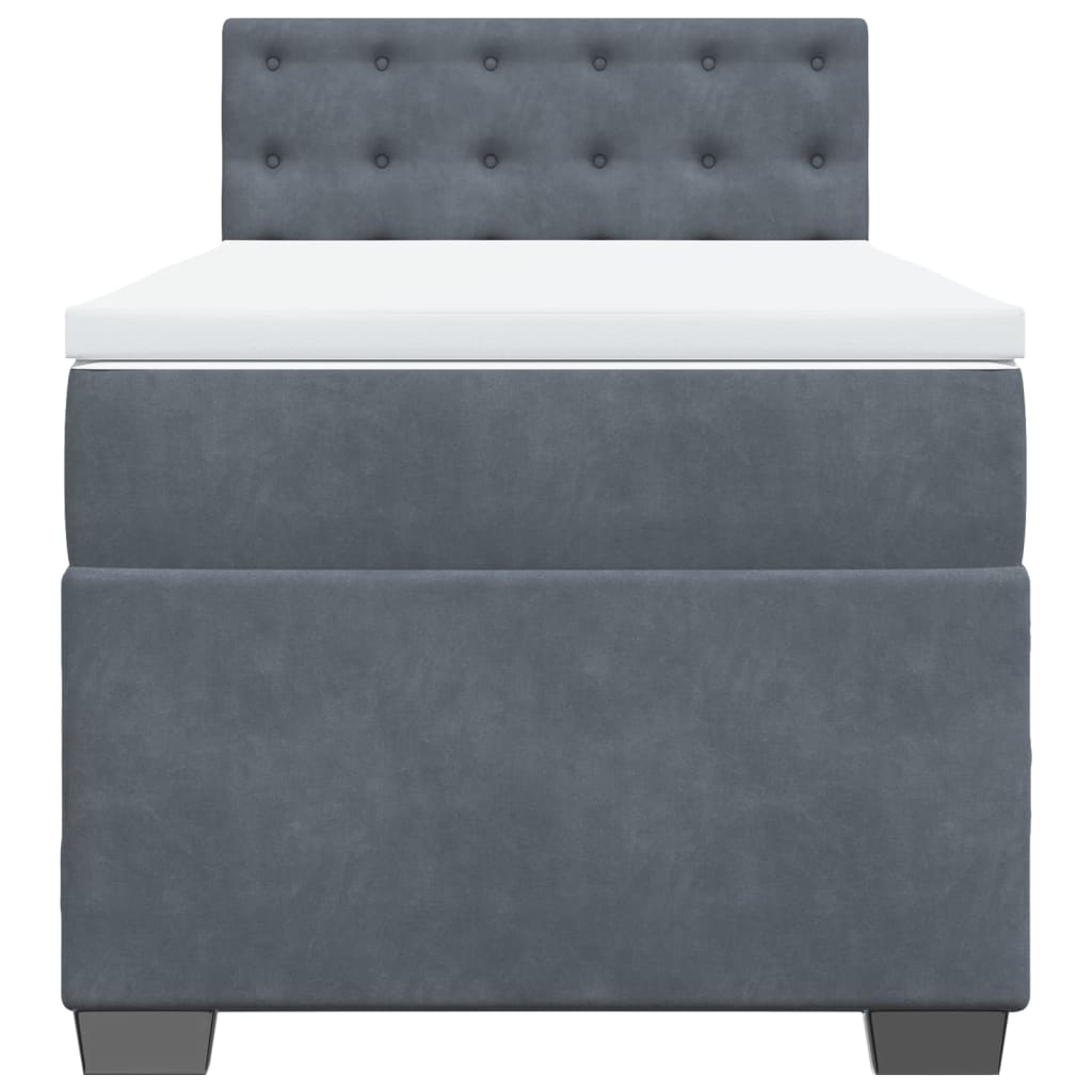 Box spring krevet s madracem tamnosivi 80 x 200 cm baršunasti