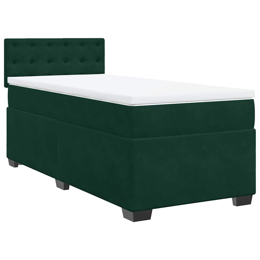 Box spring krevet s madracem tamnozeleni 80 x 200 cm baršunasti