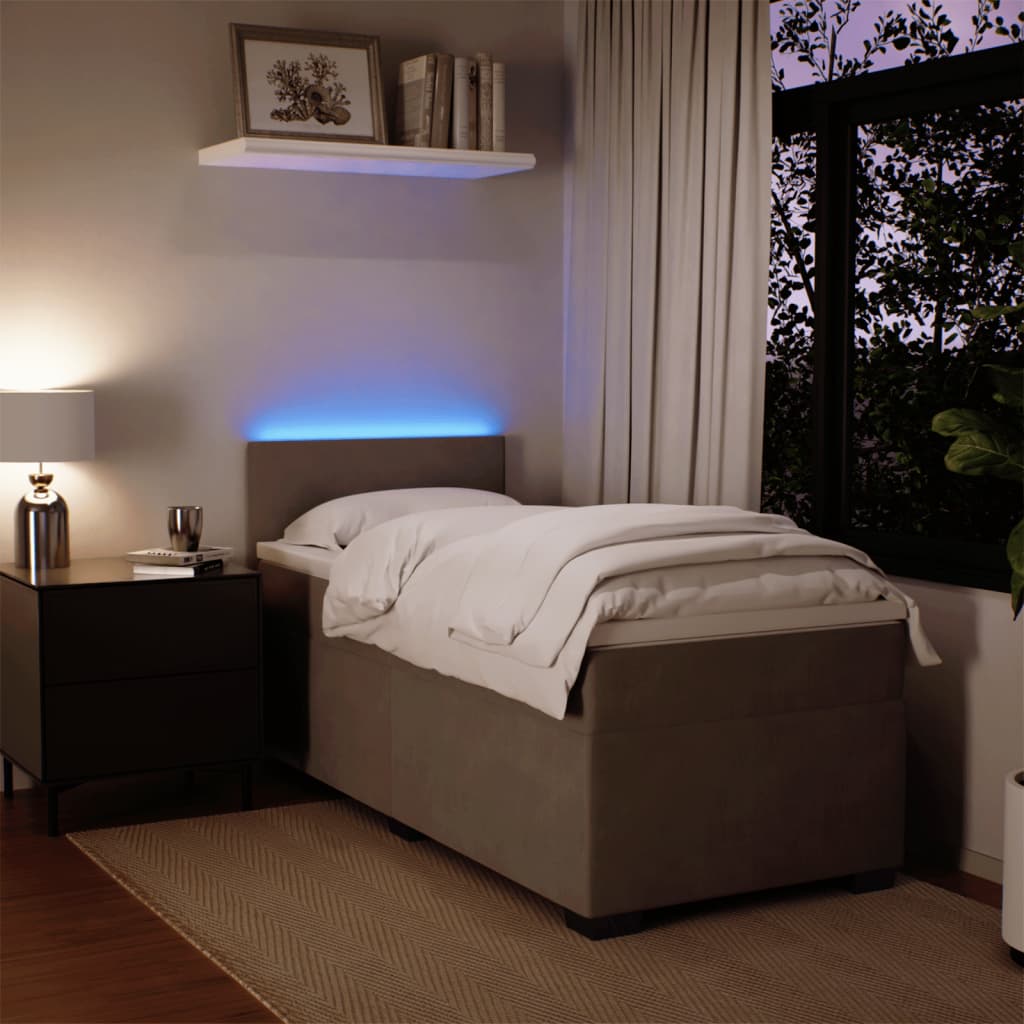 Box spring krevet s madracem svjetlosivi 90x190 cm baršunasti