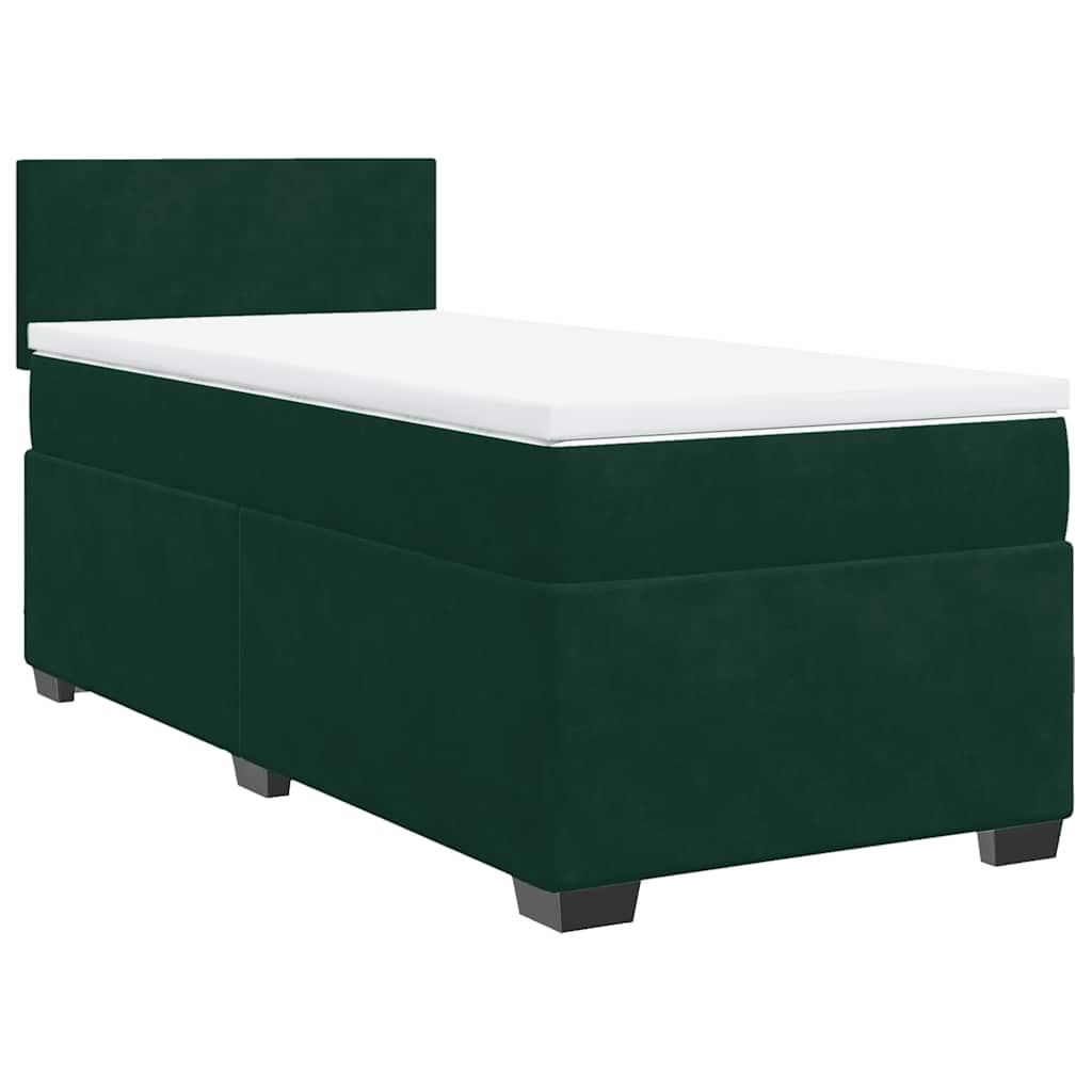 Box spring krevet s madracem tamnozeleni 90x190 cm baršunasti