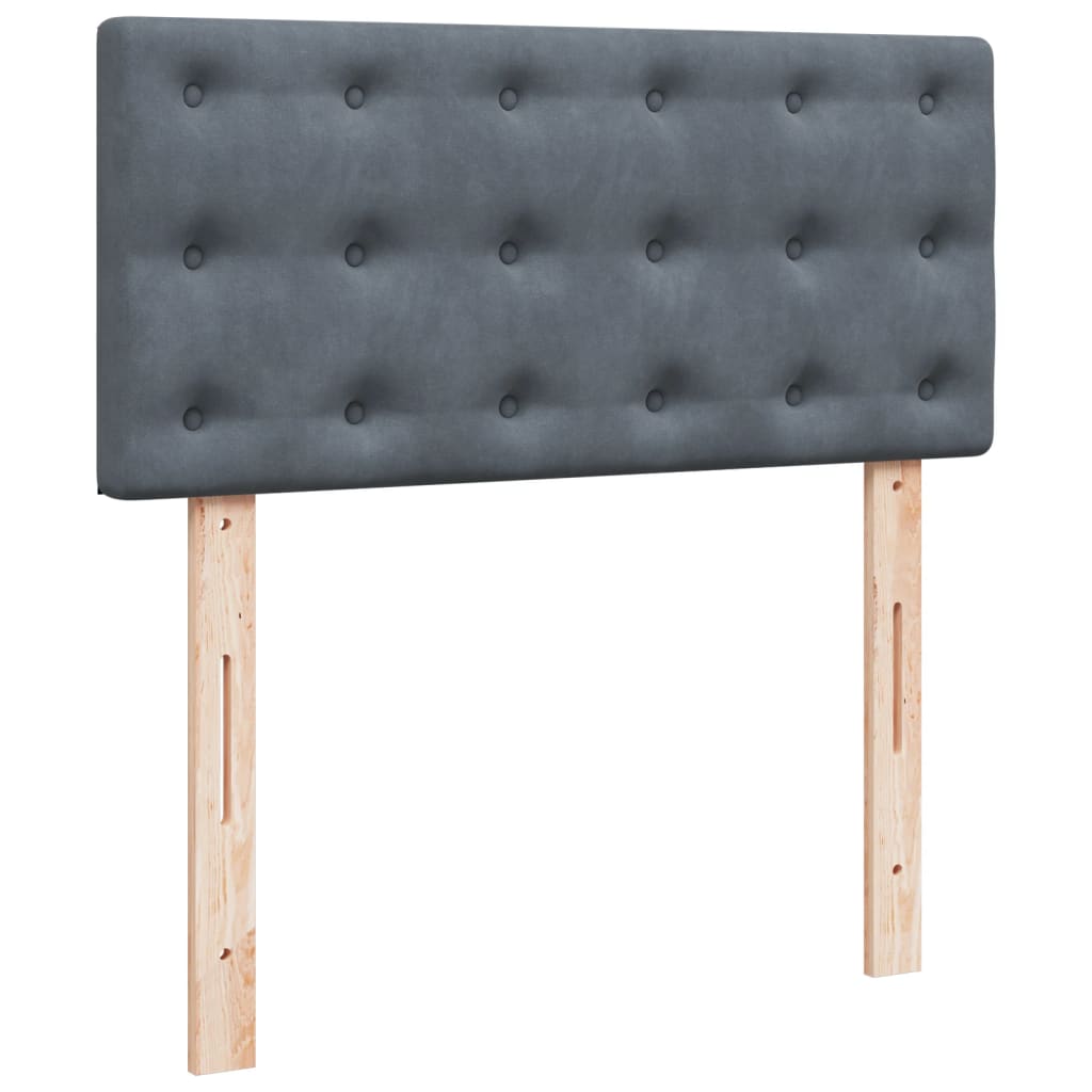 Box spring krevet s madracem tamnosivi 90x190 cm baršunasti