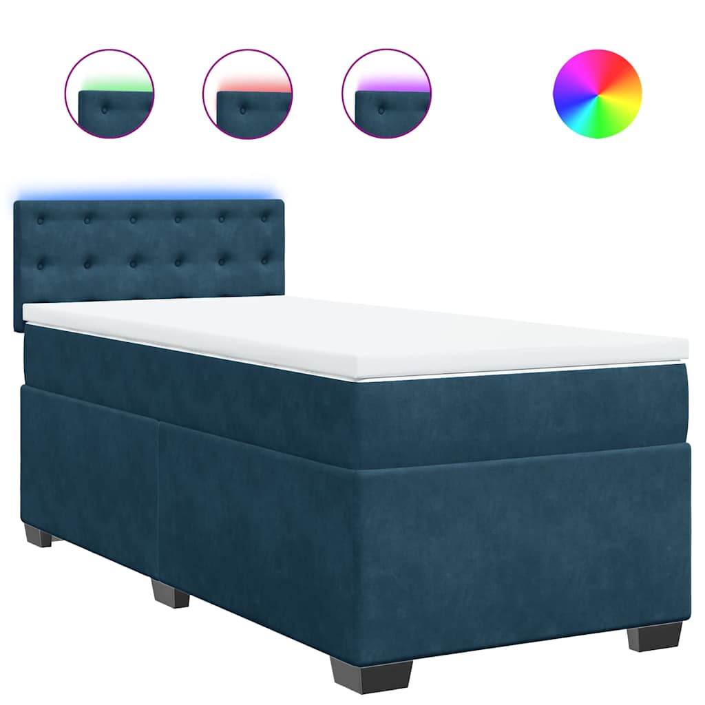 Box spring krevet s madracem plavi 90x190 cm baršunasti