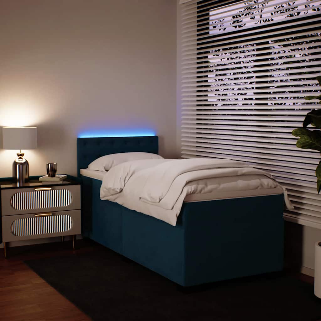 Box spring krevet s madracem plavi 90x190 cm baršunasti