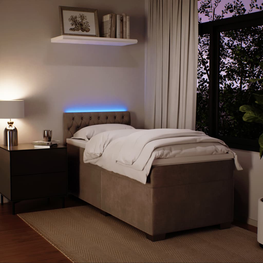 Box spring krevet s madracem svjetlosivi 90x190 cm baršunasti